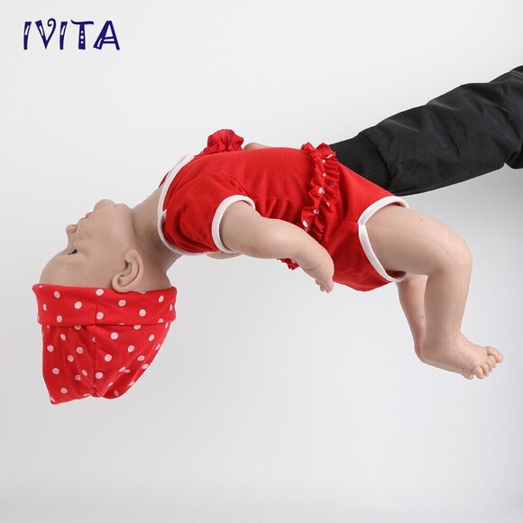 IVITA 21'' Silicone Reborn Girl Baby Floppy Silicone Smiling Newborn Baby Doll - Picture 2 of 7